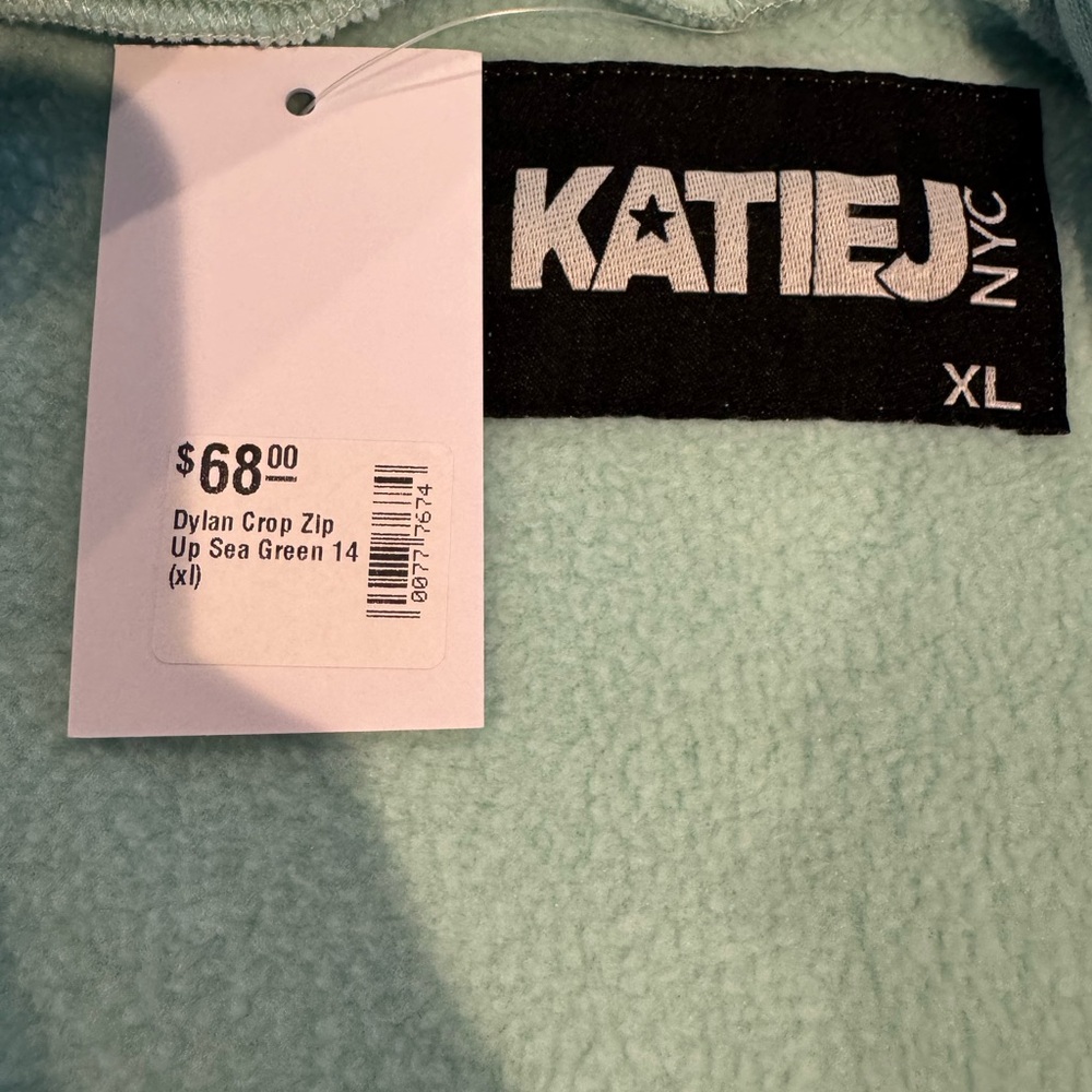 KatieJ NYC Sea Green Fleece Matching Zip Hoodie and Joggers XL